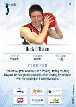 2012 Footy AFL Draft Prospects #28 Nick O'Brien Back